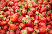 Fresh strawberries on the market