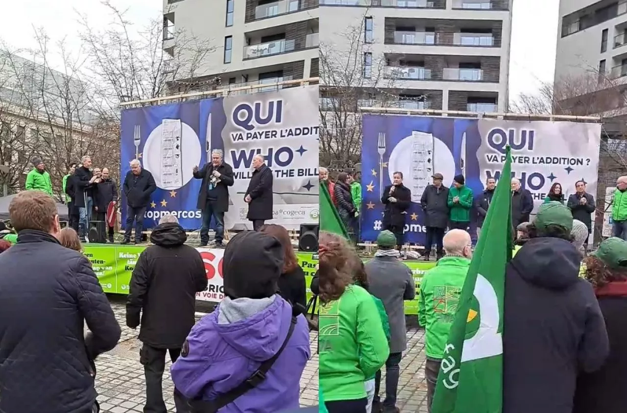 Protest zorganizowany przez Copa-Cogeca 26 lutego 2024 r. w Brukseli, z udziałem delegacji rolników z różnych krajów UE. Akcja odbyła się przed siedzibą Rady UE, podczas spotkania ministrów rolnictwa (AGRIFISH). Hasłem protestu było „Who will pay the bill?”, odnoszące się do kosztów transformacji sektora rolnego.