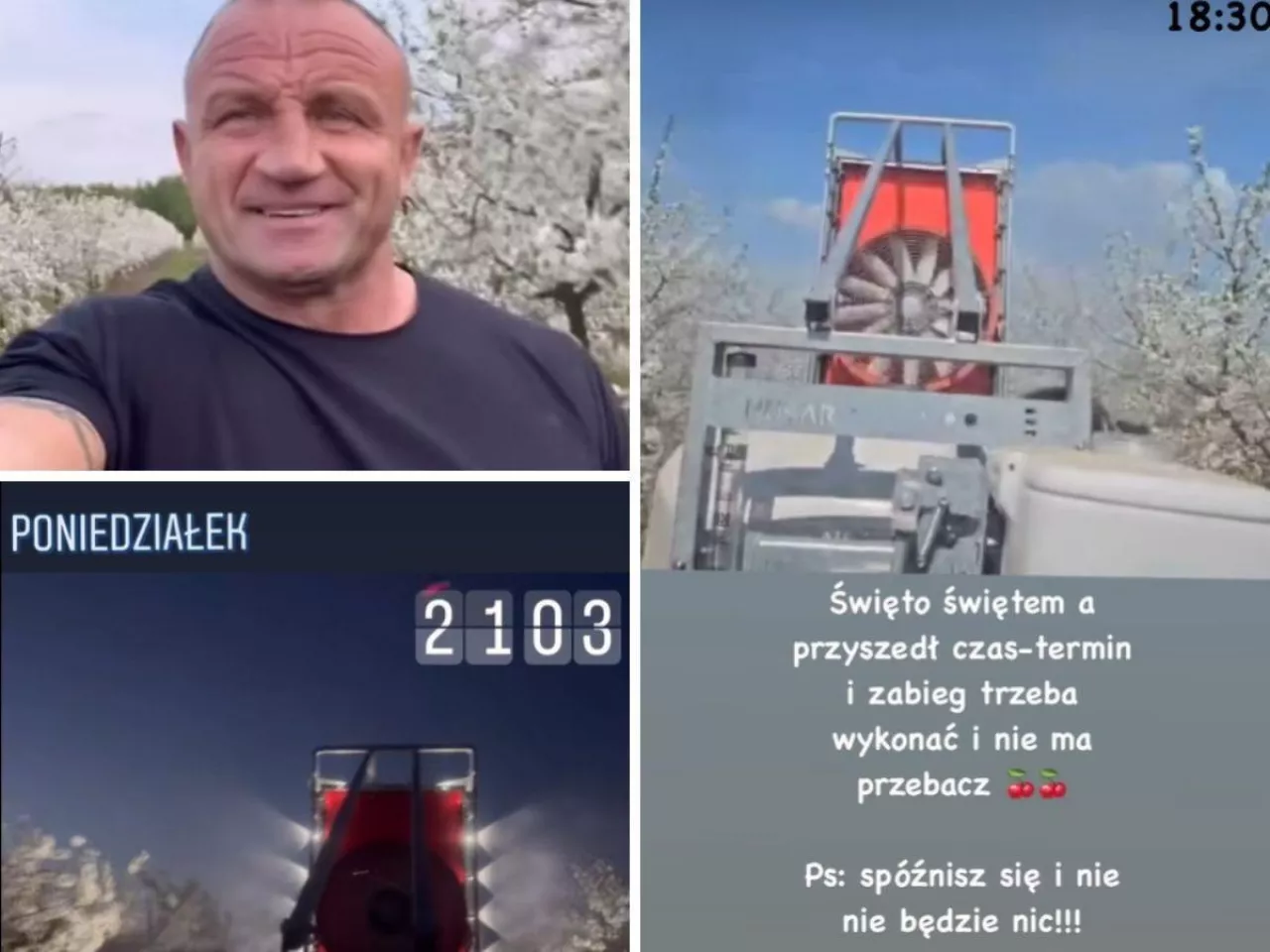 Pudzian wskoczył na ciągnik i pryska. ”Spóźnisz się i nie będzie nic”
