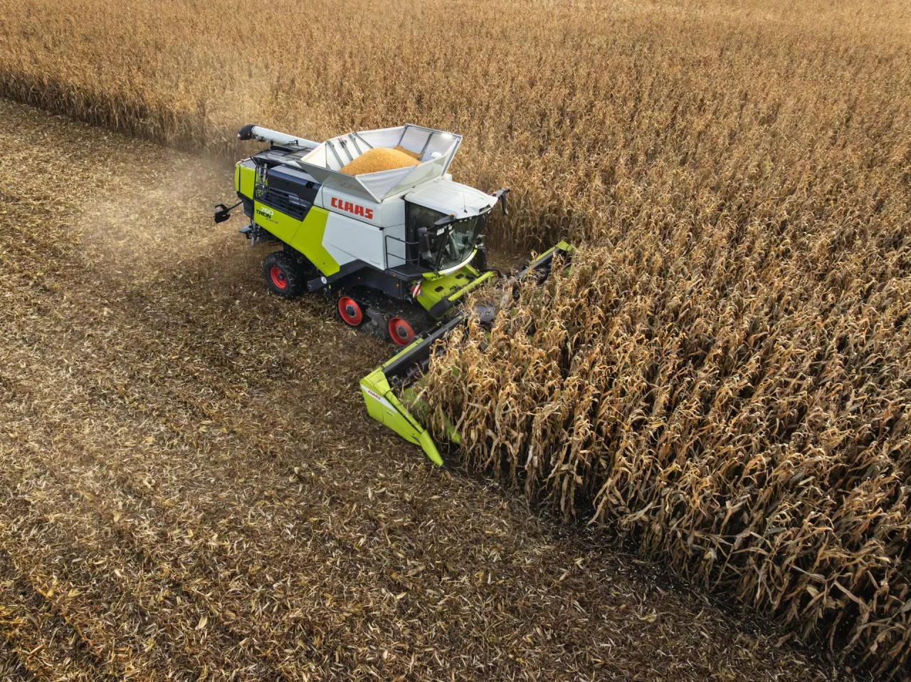 TRION 760 zdobywa uznanie w swojej klasie dzięki zbiornikowi ziarna o pojemności 13 500 litrów. DYNAMIC COOLING z poziomym układem chłodzenia i zmiennym napędem wentylatora zapewniającym większą wydajność - także w nowym TRION 750.