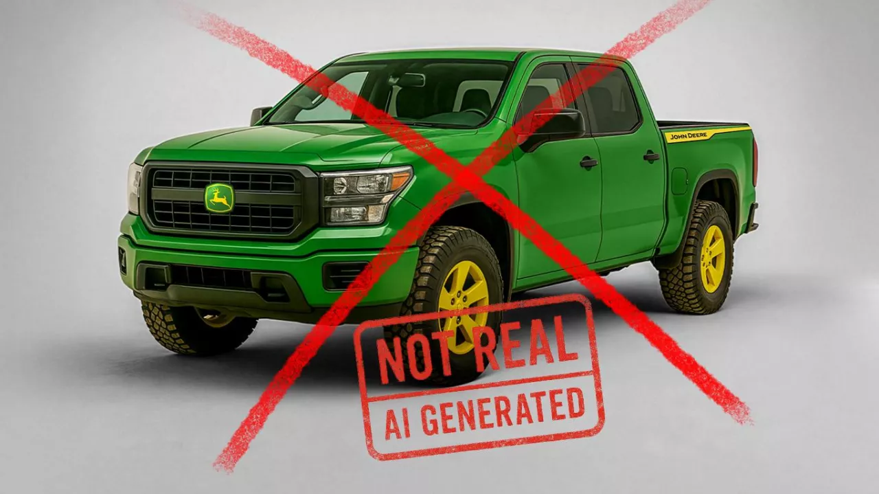 Pick-up marki John Deere to jedynie wytwór sztucznej inteligencji.
