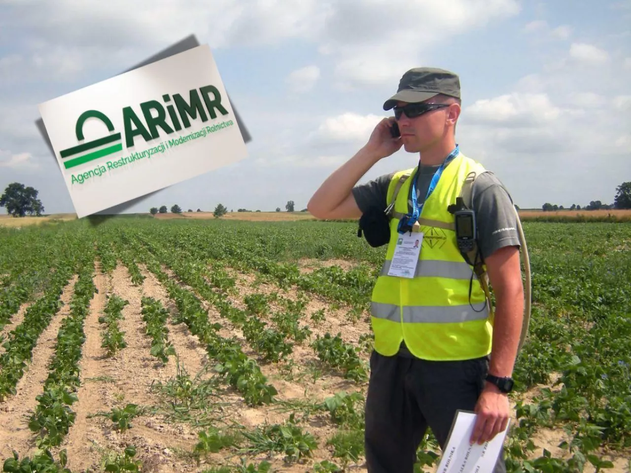 kontroler, pole, logo ARiMR po lewej na górze